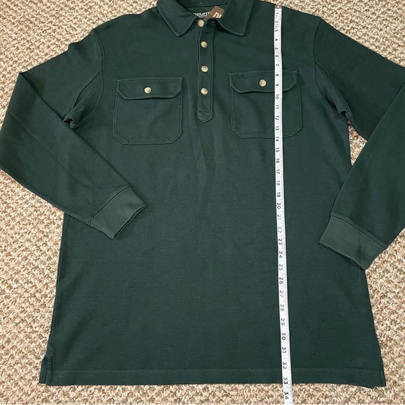 Duluth Trading Co Rib Long Sleeve Cotton Mountain Polo Shirt - Deep Hunter Green - Picture 8 of 13